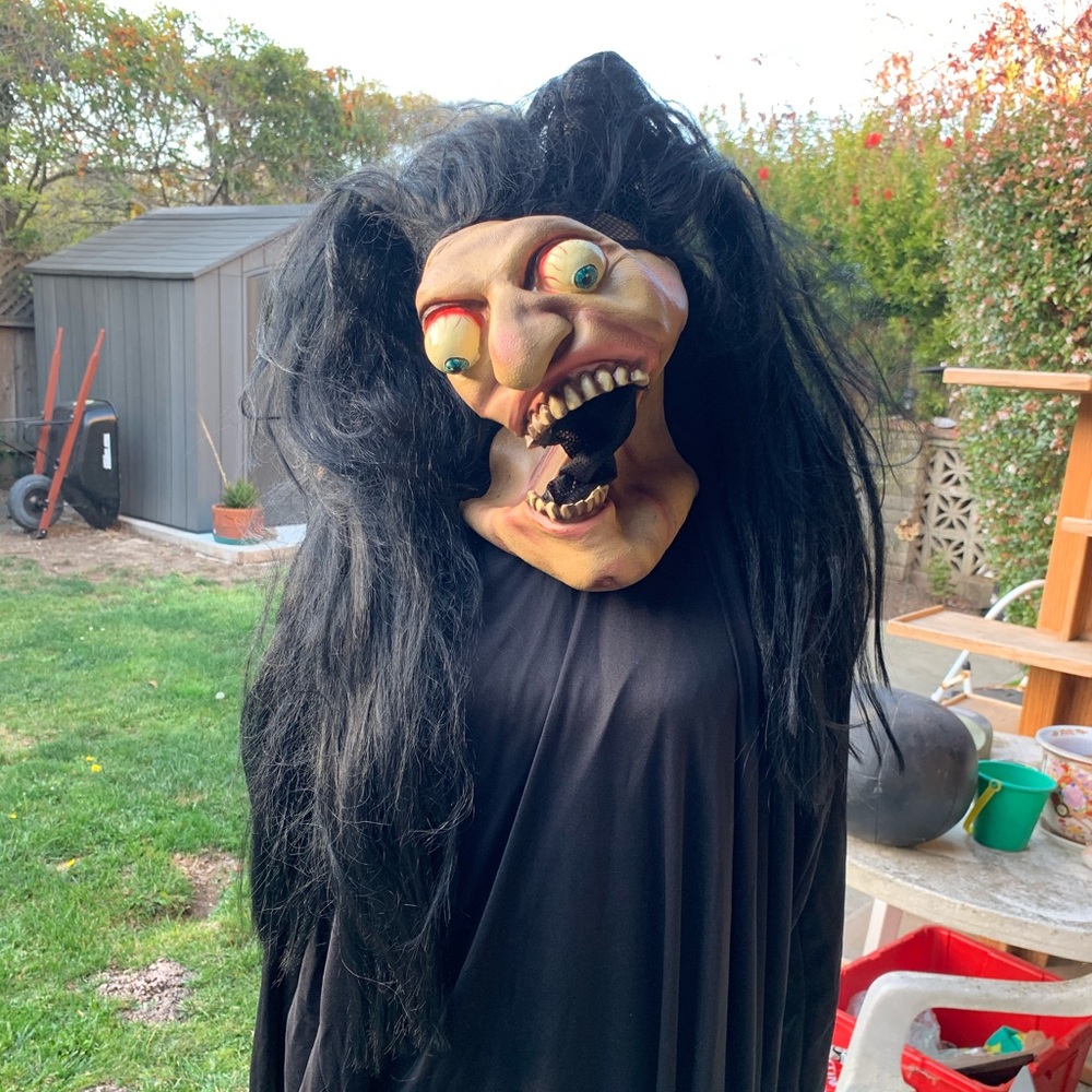 Crazy face mask with black dress
